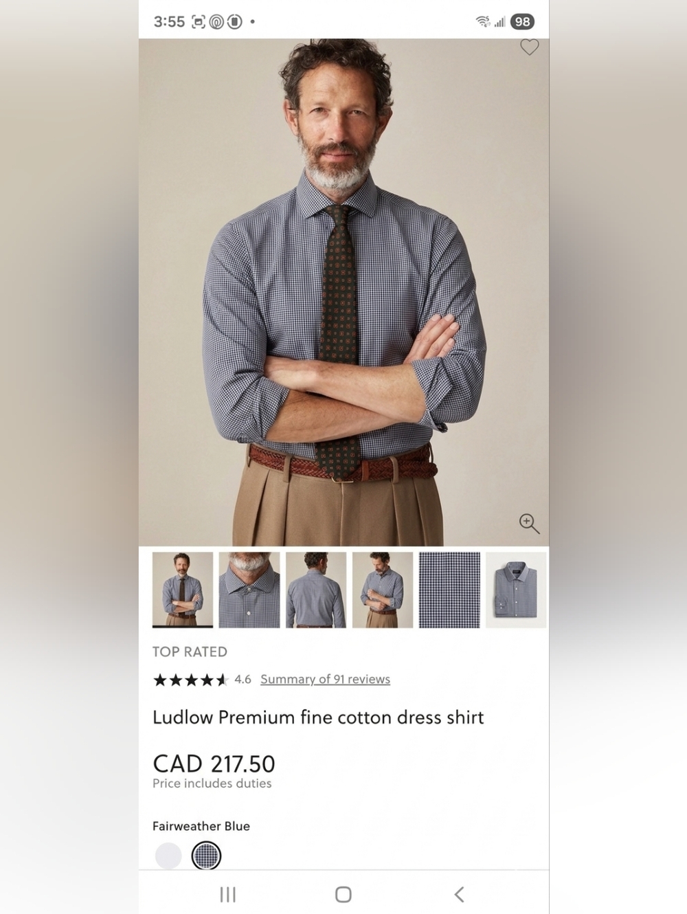 J. Crew Men's Blue Microcheck Ludlow Dress Shirt